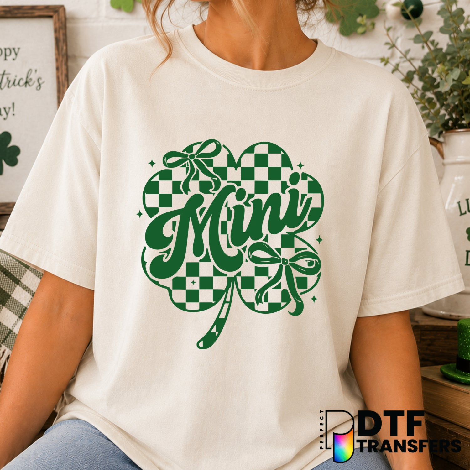 Checkered Shamrock St. Patrick's Day – DTF Transfer (view 2 of 2) – by Perfect DTF Transfers – Premade DTF Transfers – St....