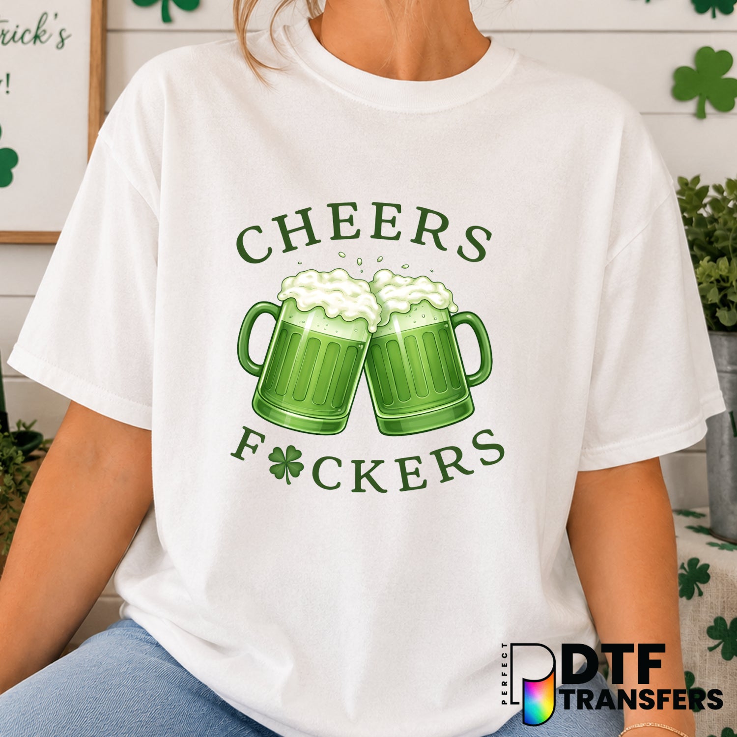 Cheers St. Patrick's Day Beer – DTF Transfer (view 1 of 2) – by Perfect DTF Transfers – Premade DTF Transfers – St. Patric...