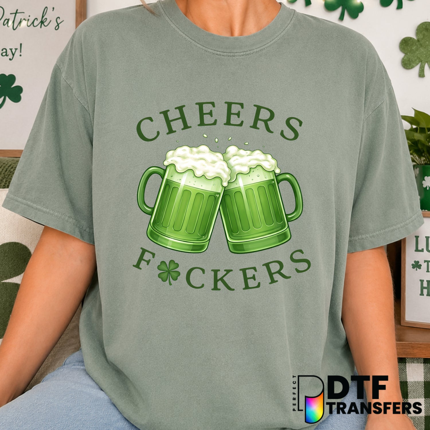 Cheers St. Patrick's Day Beer – DTF Transfer (view 2 of 2) – by Perfect DTF Transfers – Premade DTF Transfers – St. Patric...