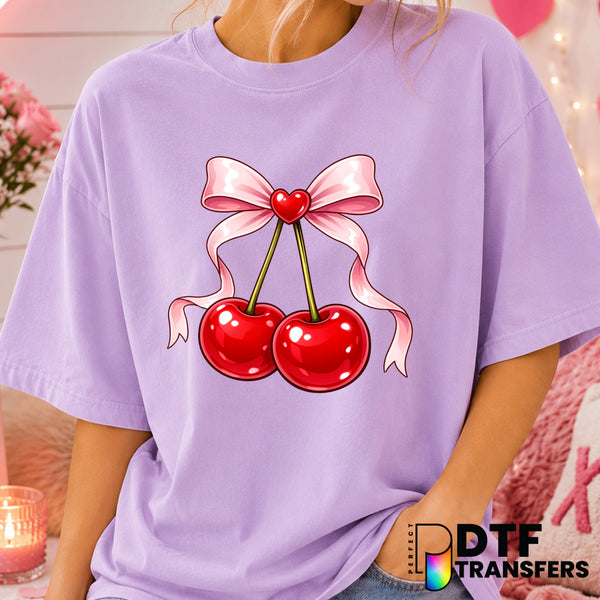 Cherry Bomb Coquette – Valentine's Day DTF Transfer (view 1 of 2) – by Perfect DTF Transfers – Premade DTF Transfers – Val...