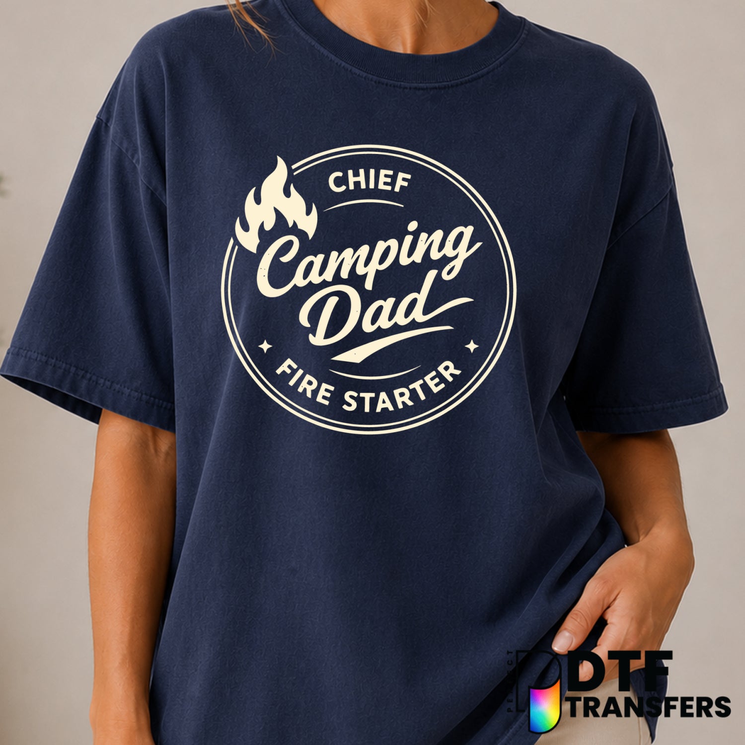 Chief Camping Dad Retro Fire Starter – Camping DTF Transfer (view 1 of 2) – by Perfect DTF Transfers – Premade DTF Transfe...