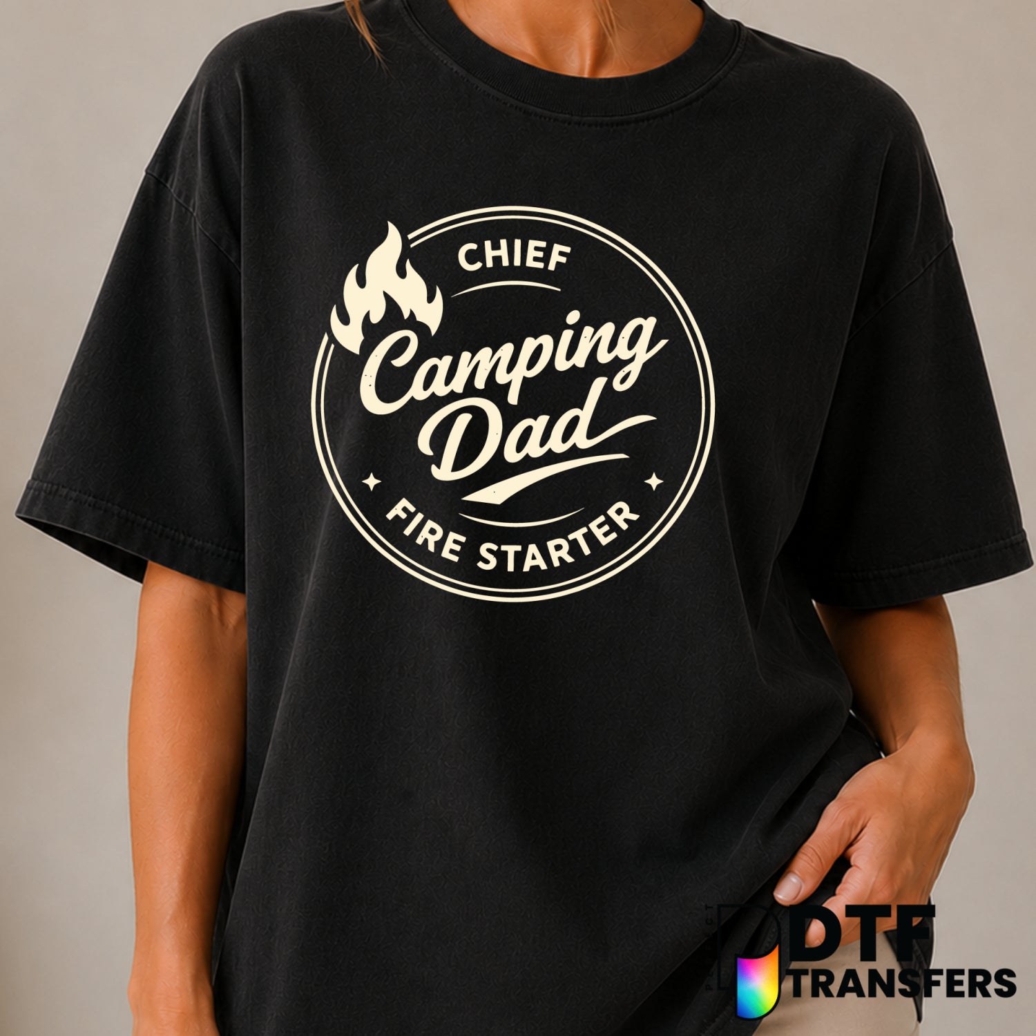 Chief Camping Dad Retro Fire Starter – Camping DTF Transfer (view 2 of 2) – by Perfect DTF Transfers – Premade DTF Transfe...