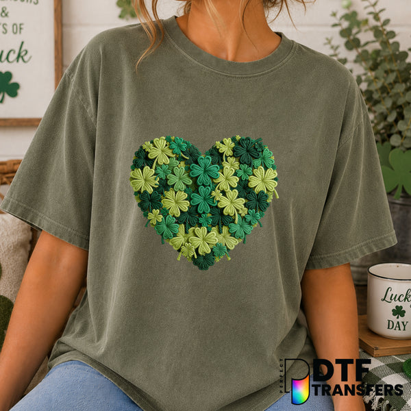 Clover Collage Heart – St. Patrick's Day DTF Transfer (view 1 of 2) – by Perfect DTF Transfers – Premade DTF Transfers – S...