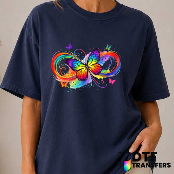 Colorful Butterflies Infinity Symbol – Autism Awareness DTF Transfer (view 2 of 2) – by Perfect DTF Transfers – Premade DT...