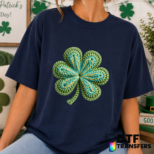 Colorful Faux Yarn Shamrock – St. Patrick's Day DTF Transfer (view 2 of 2) – by Perfect DTF Transfers – Premade DTF Transf...