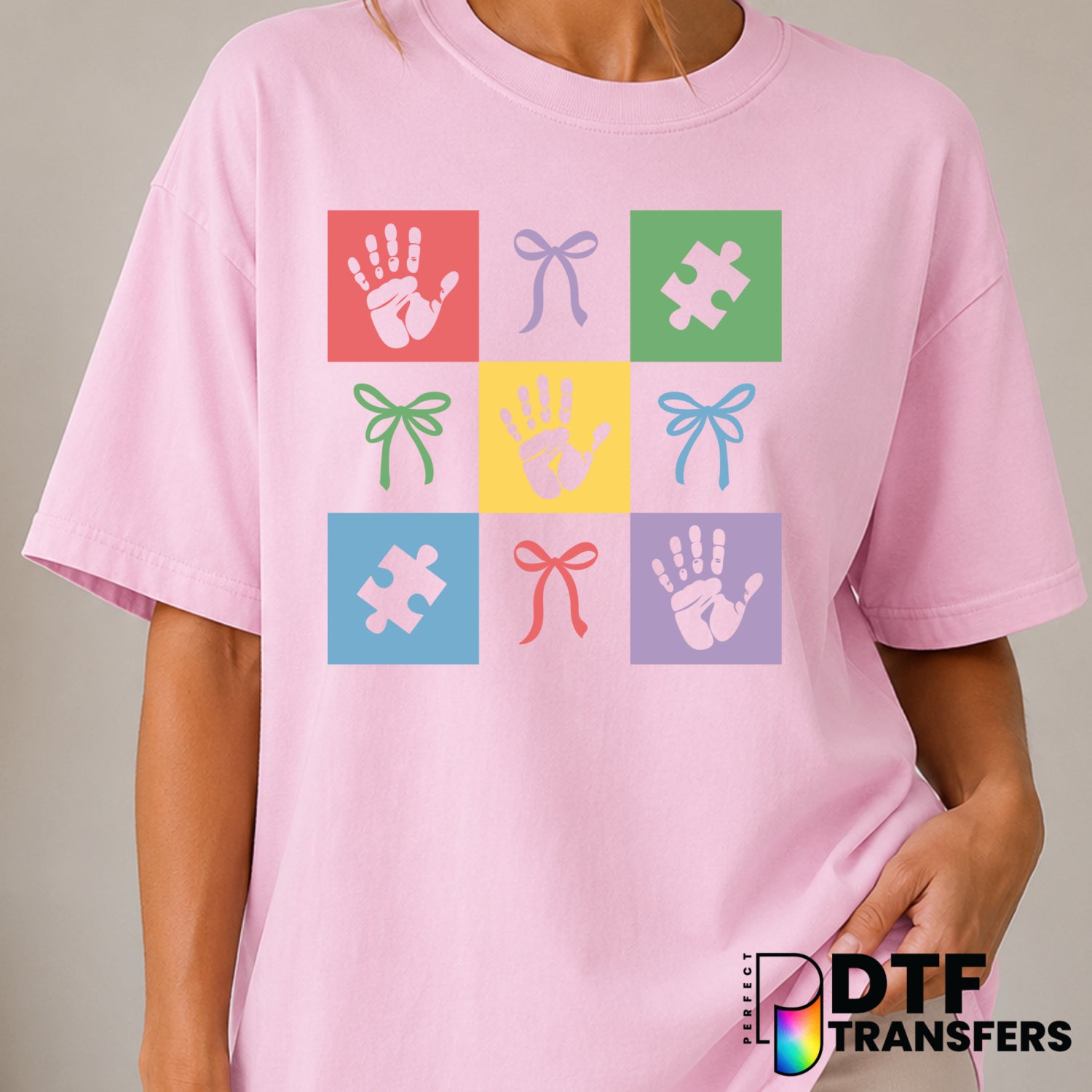 Colorful Neurodiversity Handprints – Autism Awareness DTF Transfer (view 1 of 2) – by Perfect DTF Transfers – Premade DTF...
