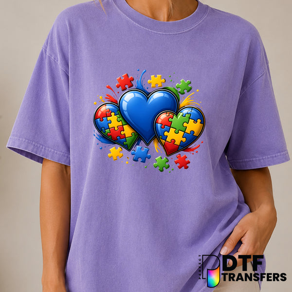 Colorful Puzzle Heart – Autism Awareness DTF Transfer (view 1 of 2) – by Perfect DTF Transfers – Premade DTF Transfers – A...