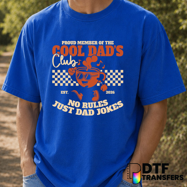 Cool Dad's Club Dad Jokes Coffee Lover – Father's Day DTF Transfer (view 1 of 2) – by Perfect DTF Transfers – Premade DTF...