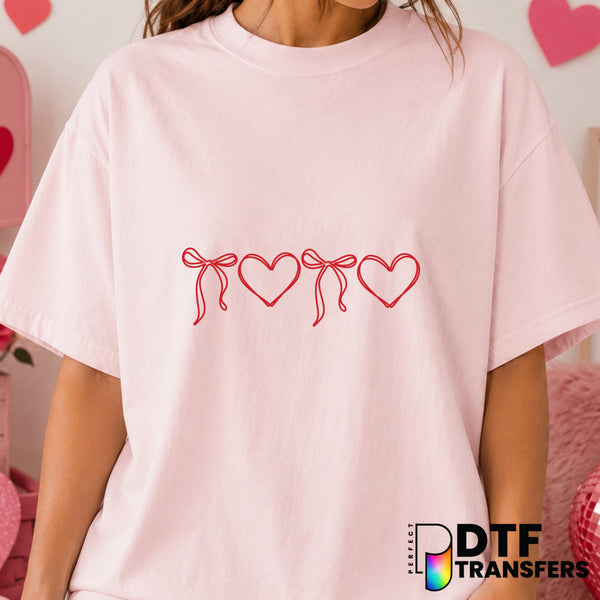 Coquette Bow Red Hearts – Valentine's Day DTF Transfer (view 2 of 2) – by Perfect DTF Transfers – Premade DTF Transfers –...