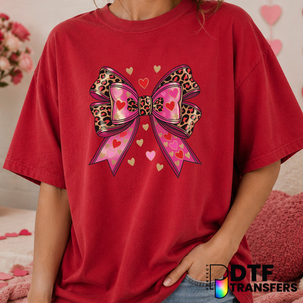 Coquette Leopard Bow – Valentine's Day DTF Transfer (view 2 of 2) – by Perfect DTF Transfers – Premade DTF Transfers – Val...