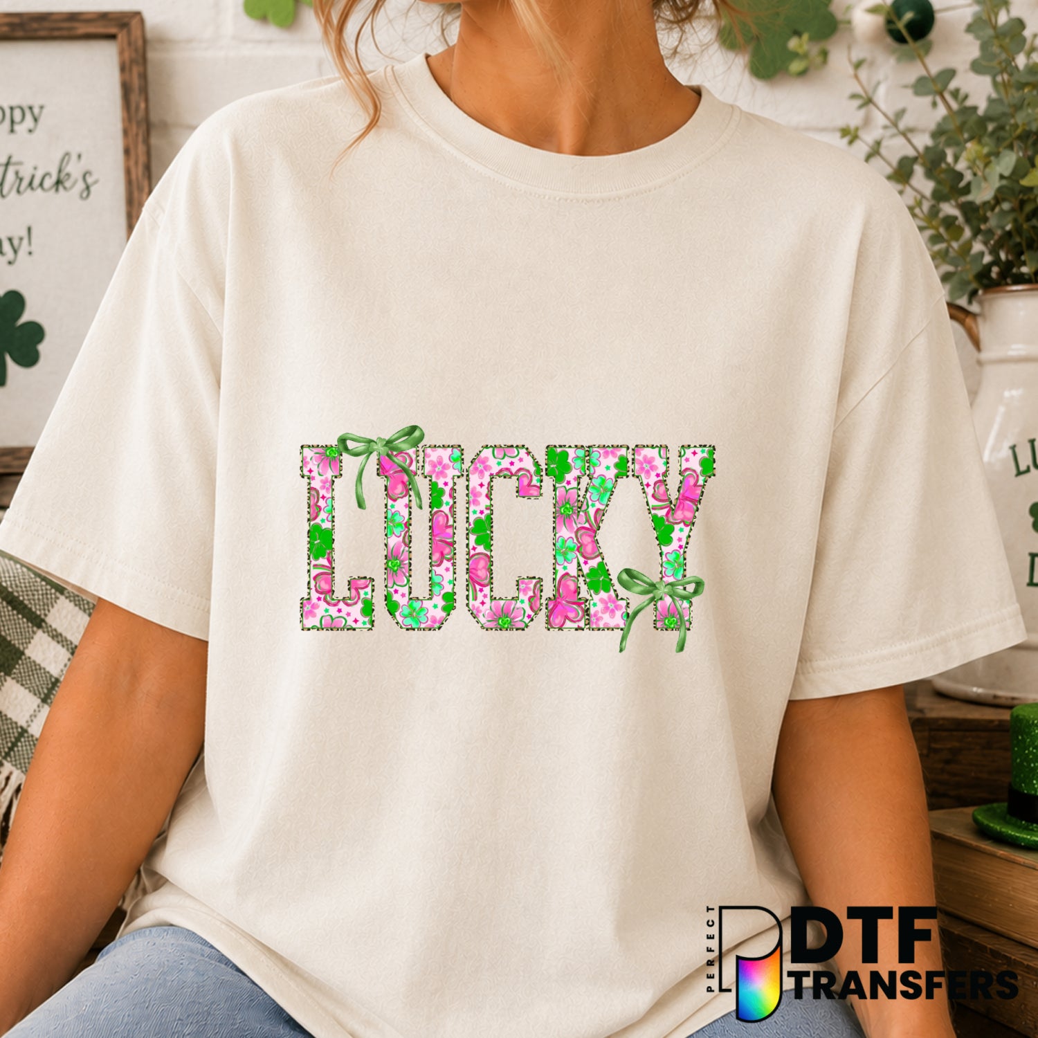 Coquette Lucky – St. Patrick's Day DTF Transfer (view 2 of 2) – by Perfect DTF Transfers – Premade DTF Transfers – St. Pat...