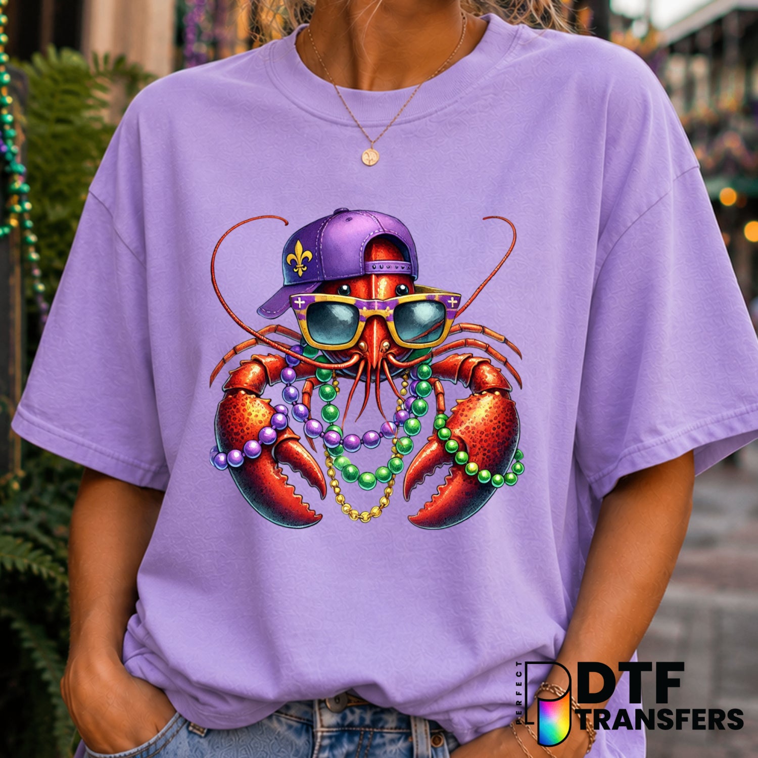 Crawfish Mardi Gras – DTF Transfer (view 2 of 2) – by Perfect DTF Transfers – Premade DTF Transfers – Mardi Gras, Festival