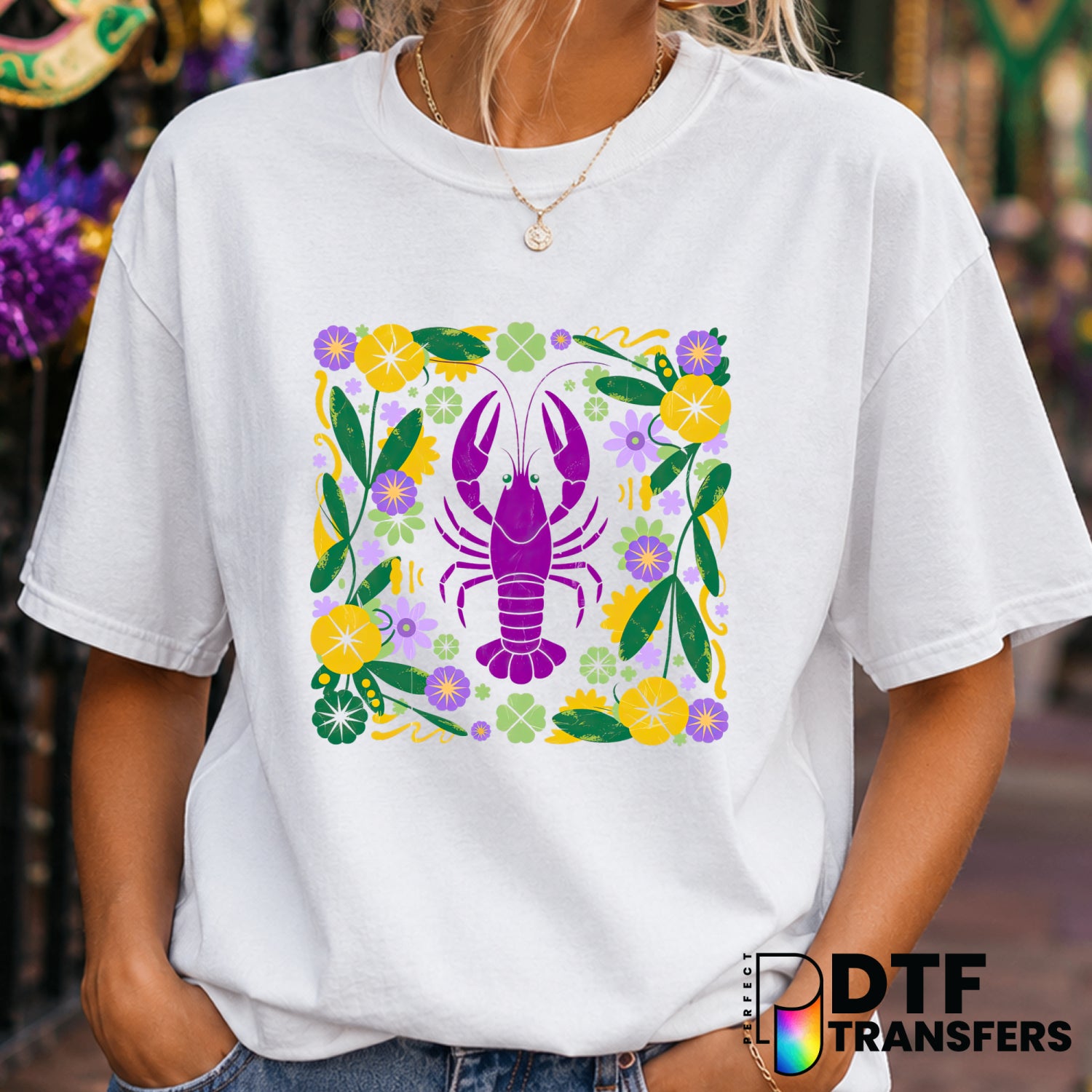 CRAWFISH SEASON – Mardi Gras DTF Transfer (view 1 of 2) – by Perfect DTF Transfers – Premade DTF Transfers – Mardi Gras, F...