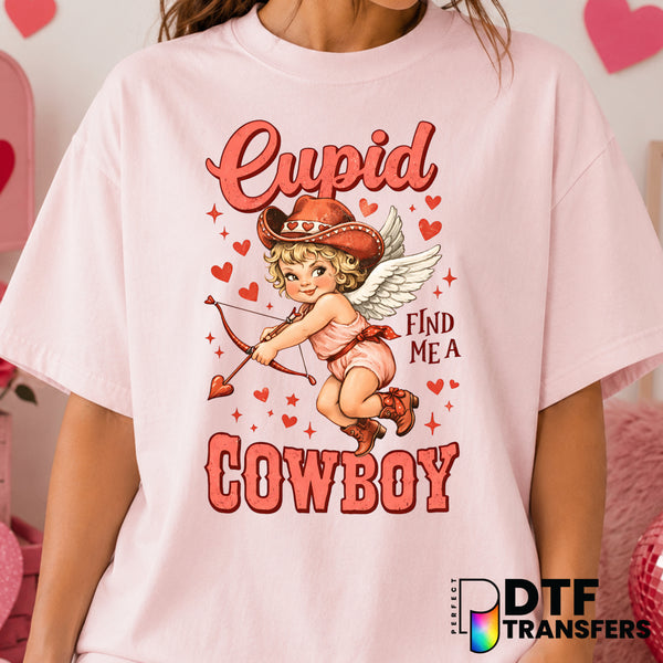 Cupid Find Me A Cowboy – Valentine's Day DTF Transfer (view 1 of 2) – by Perfect DTF Transfers – Premade DTF Transfers – V...