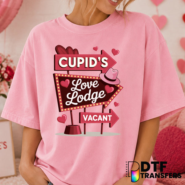 Cupid's Love Lodge – Valentine's Day DTF Transfer (view 2 of 2) – by Perfect DTF Transfers – Premade DTF Transfers – Valen...