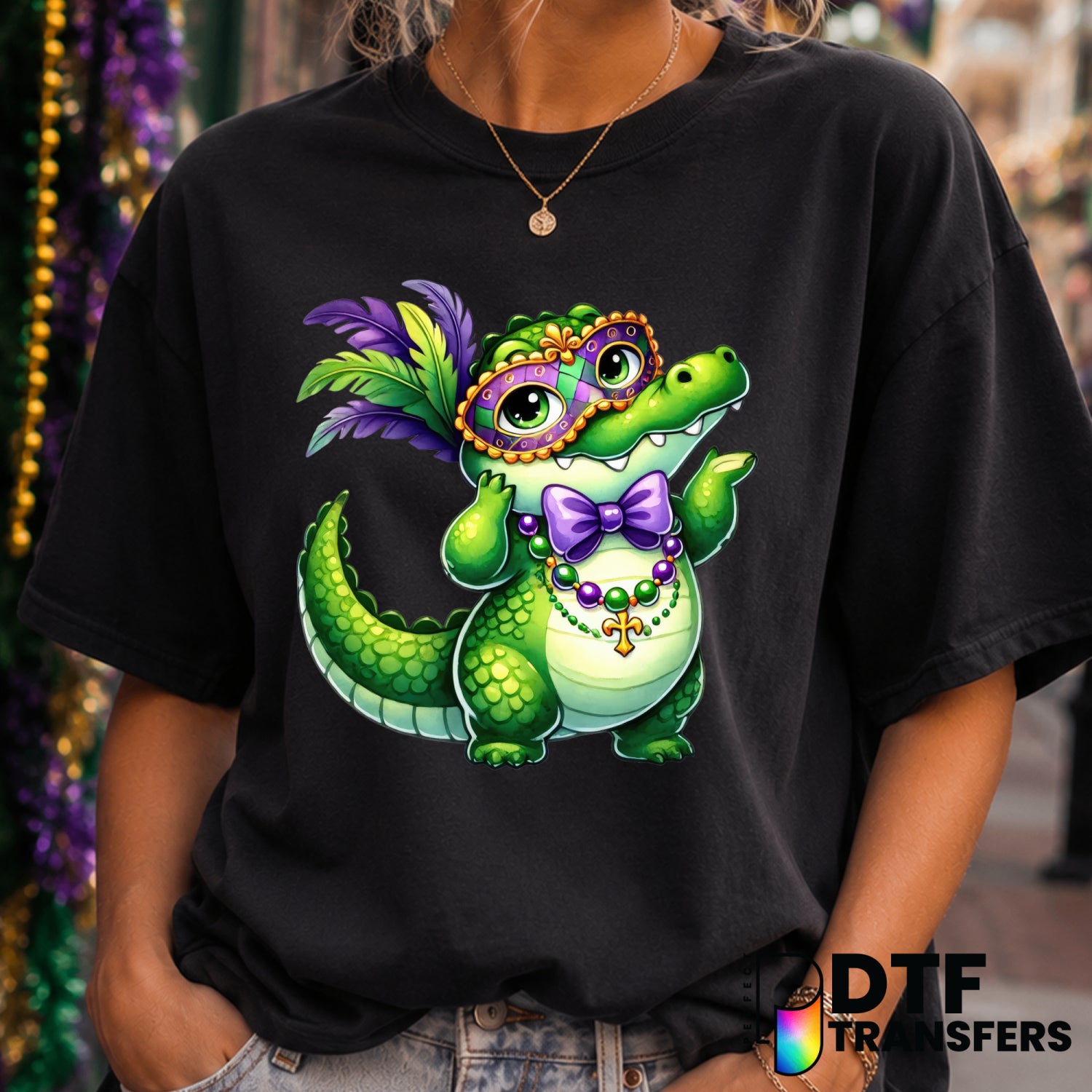 Cute Alligator Mask – Mardi Gras DTF Transfer (view 1 of 2) – by Perfect DTF Transfers – Premade DTF Transfers – Mardi Gra...