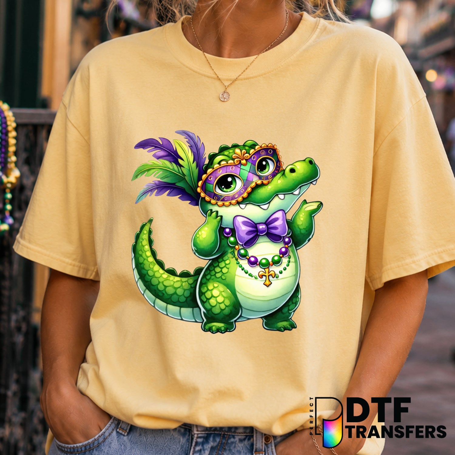 Cute Alligator Mask – Mardi Gras DTF Transfer (view 2 of 2) – by Perfect DTF Transfers – Premade DTF Transfers – Mardi Gra...