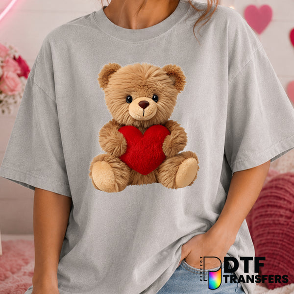Cute Fuzzy Teddy Bear 'BE MINE' – Valentine's Day DTF Transfer (view 2 of 2) – by Perfect DTF Transfers – Premade DTF Tran...