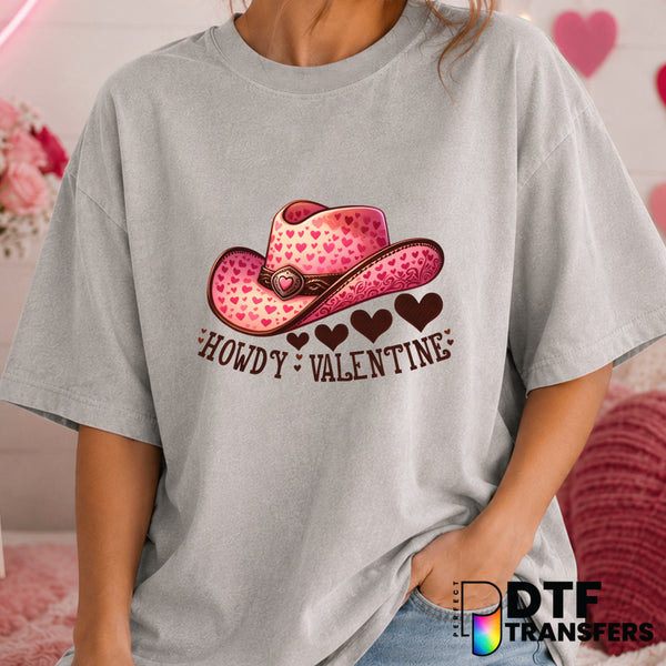 Cute Heart Cowgirl Hat Howdy Western – Valentine's Day DTF Transfer (view 1 of 2) – by Perfect DTF Transfers – Premade DTF...