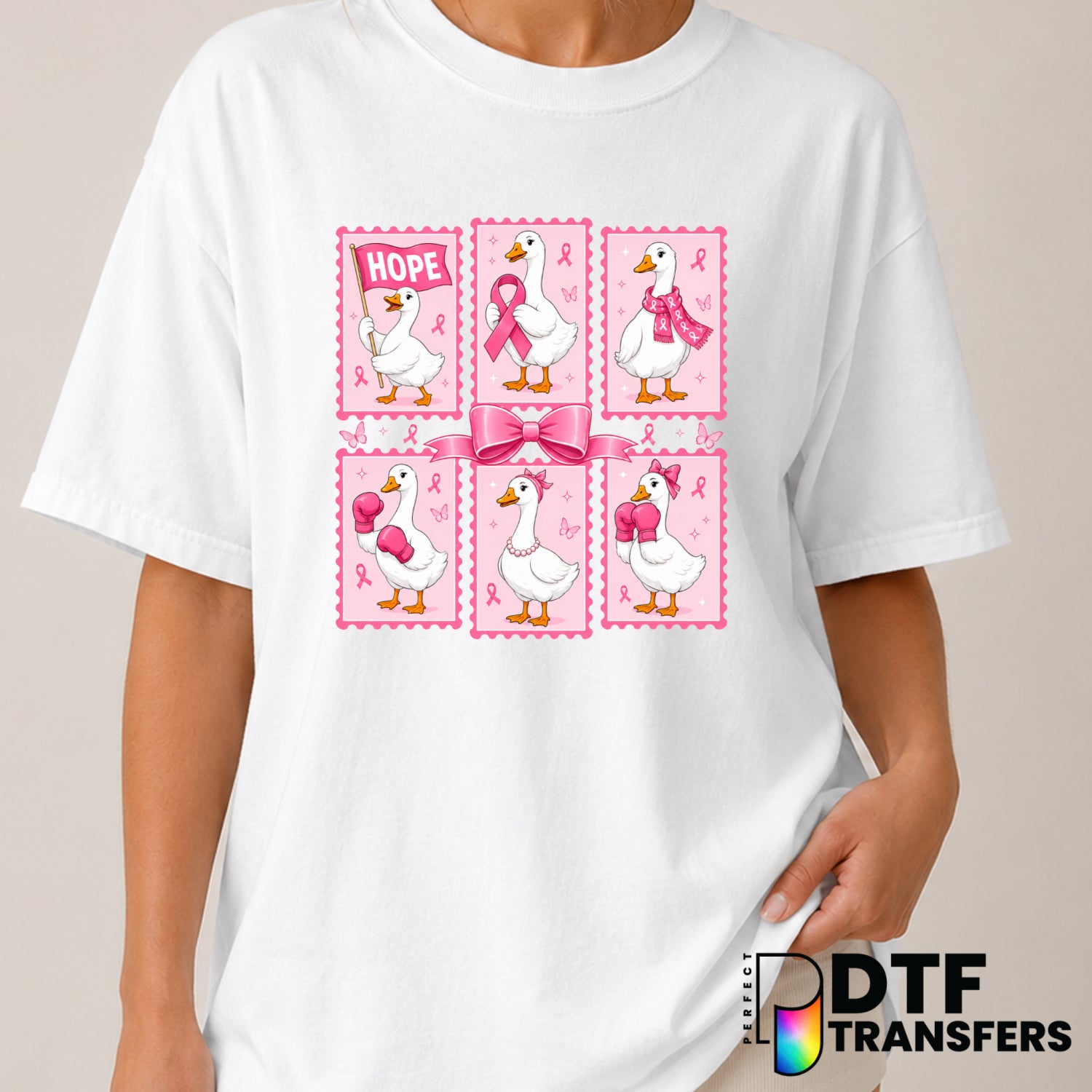 Cute Silly Goose – Cancer Awareness DTF Transfer (view 1 of 2) – by Perfect DTF Transfers – Premade DTF Transfers – Cancer...