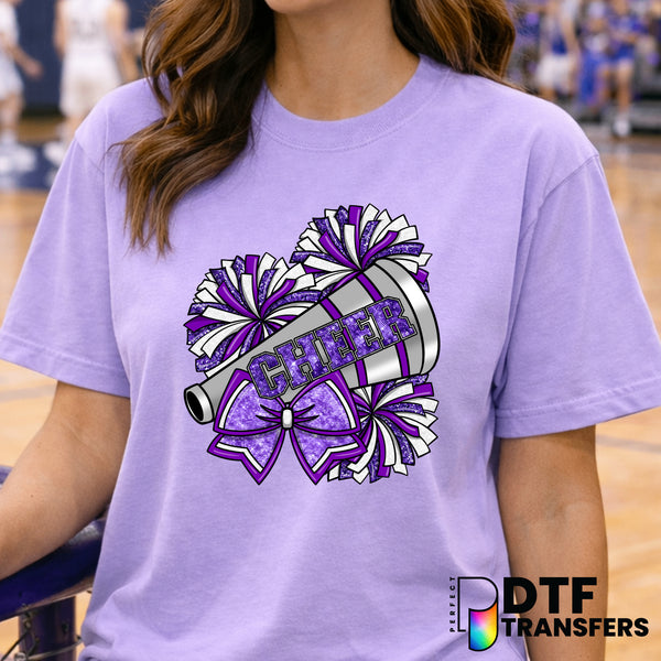 Faux Glitter Cheer Bow & Pom Poms – Cheerleading DTF Transfer