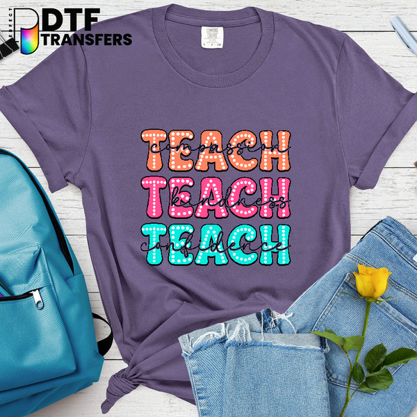Teach Compassion Kindness Confidence Teacher – Teacher DTF Transfer