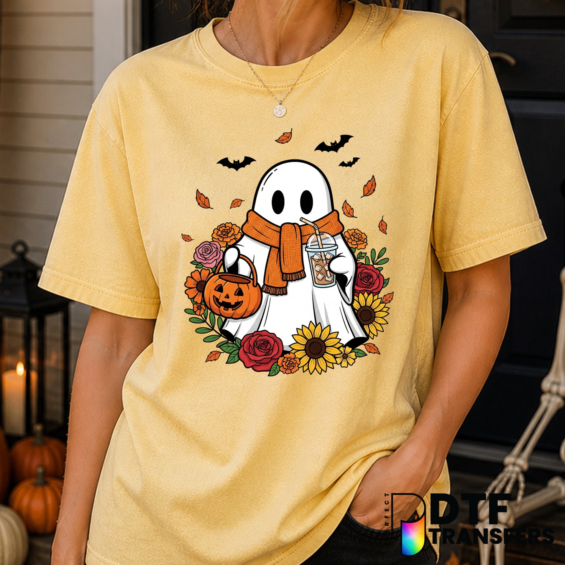 Cute Floral Ghost – Halloween DTF Transfer