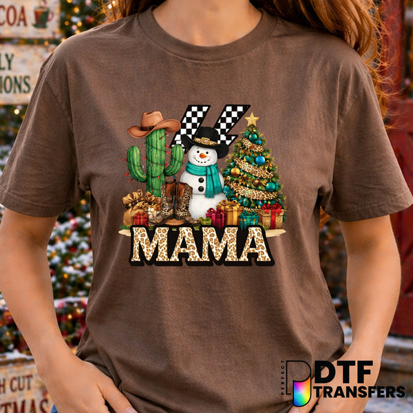 Western Mama Snowman – Christmas DTF Transfer