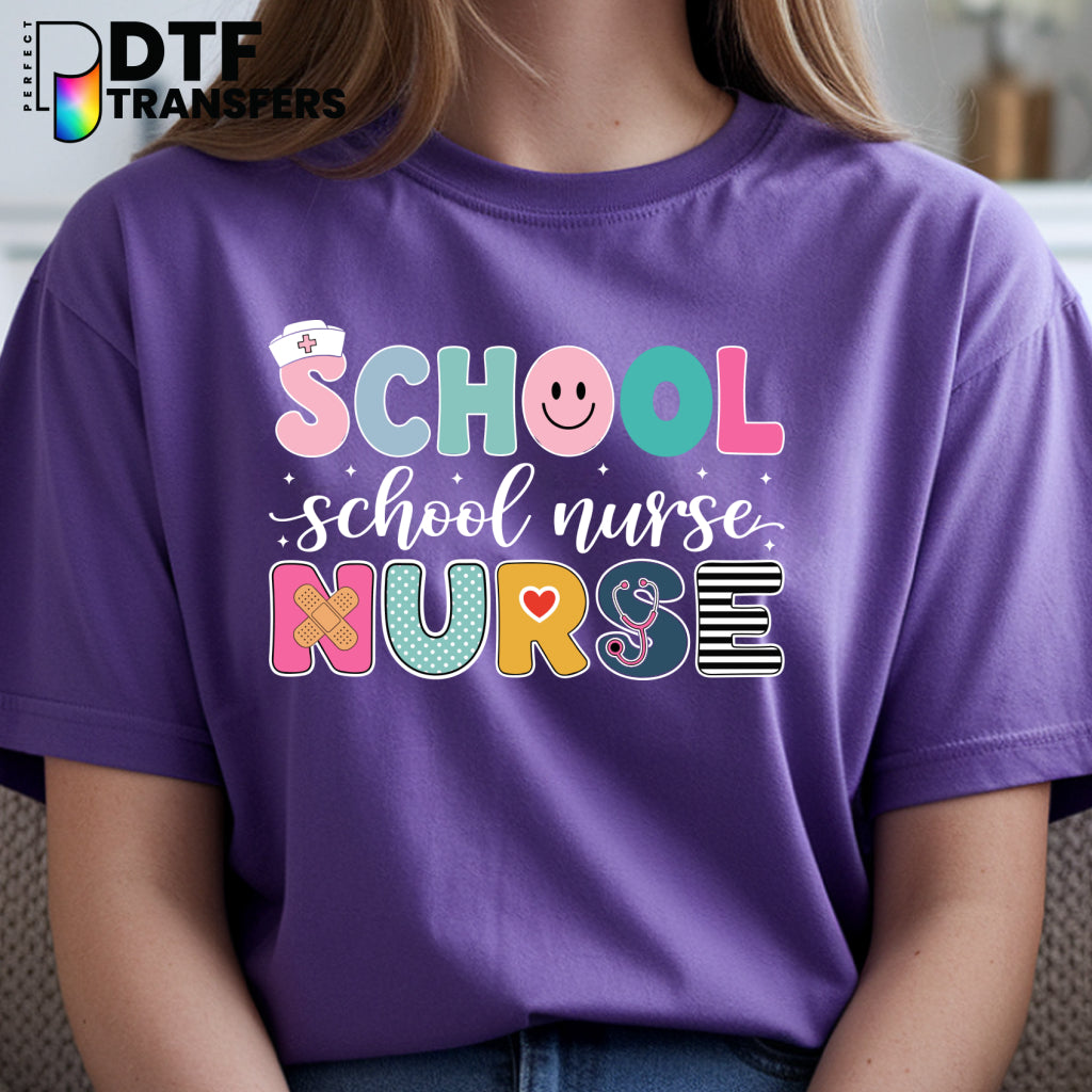 School nurse Bubble Letters – School Nurse DTF Transfer