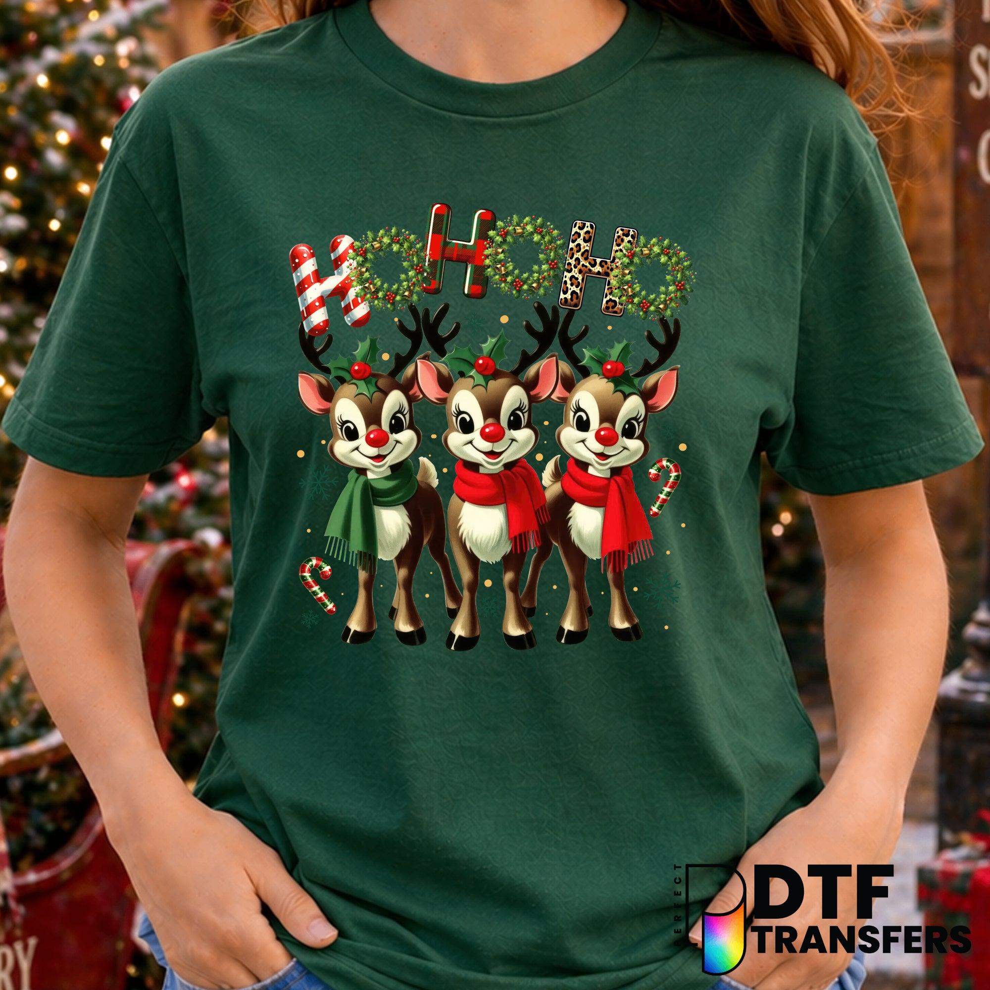 Ho Ho Ho Reindeer – Christmas DTF Transfer