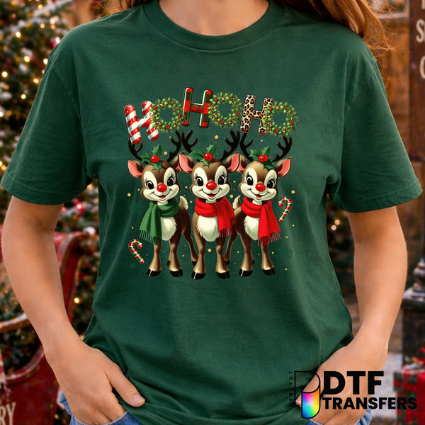 Ho Ho Ho Reindeer – Christmas DTF Transfer