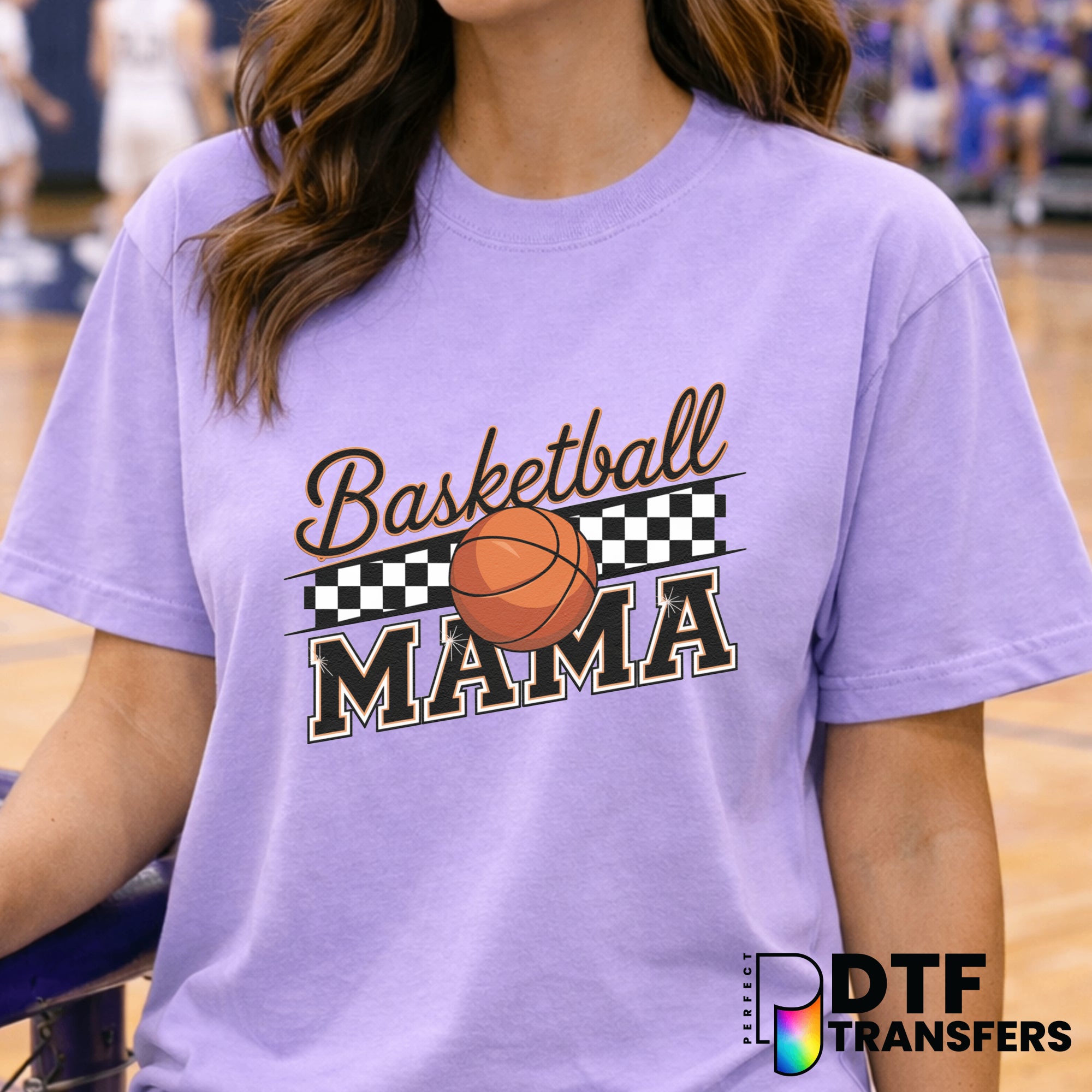Retro Checkered Basketball Mama – Basketball DTF Transfer