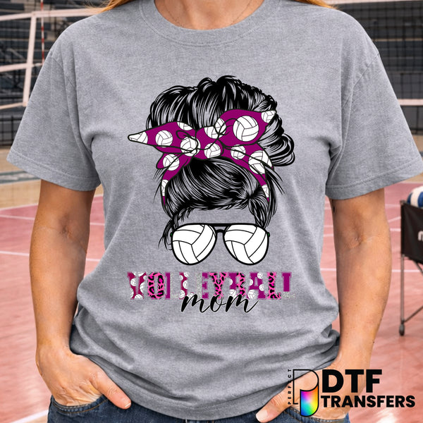 Volleyball Mom Hot Mess Messy Bun – Volleyball DTF Transfer