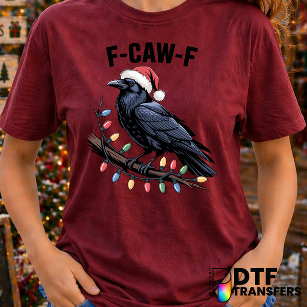 F Caw F Funny Christmas Raven Lights – Christmas DTF Transfer