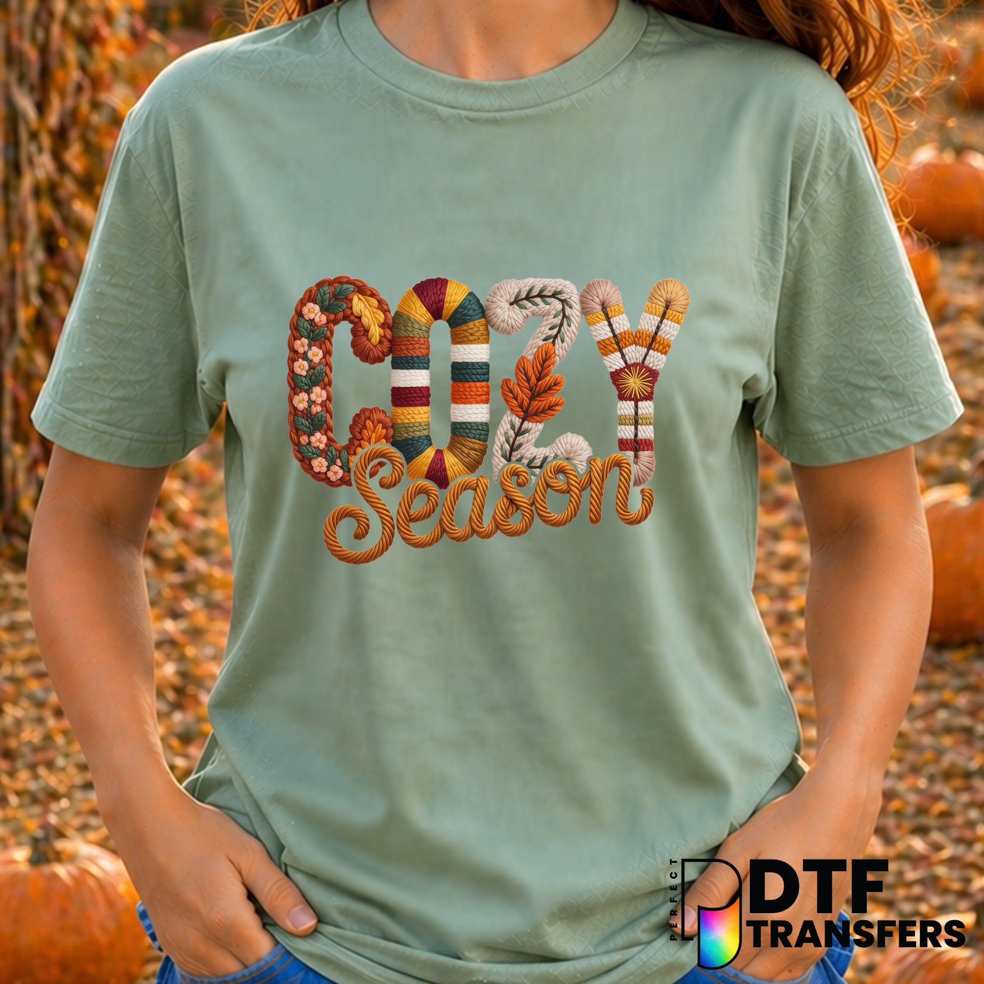 Preppy Cozy Season Thankful – Thanksgiving DTF Transfer