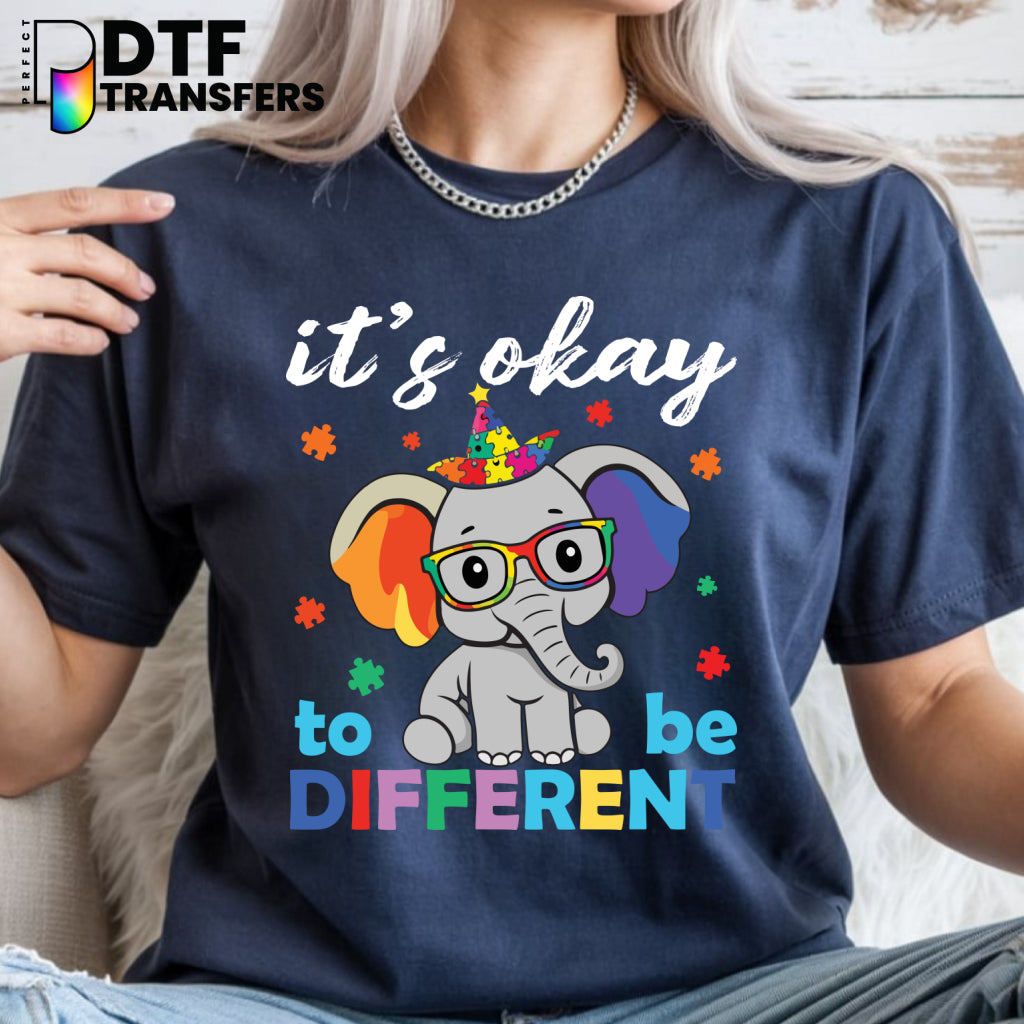 Autism Elephant 'It's Okay To Be Different' – Special Education DTF Transfer