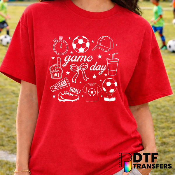 Game Day Soccer White Sparkle Bows – Soccer DTF Transfer