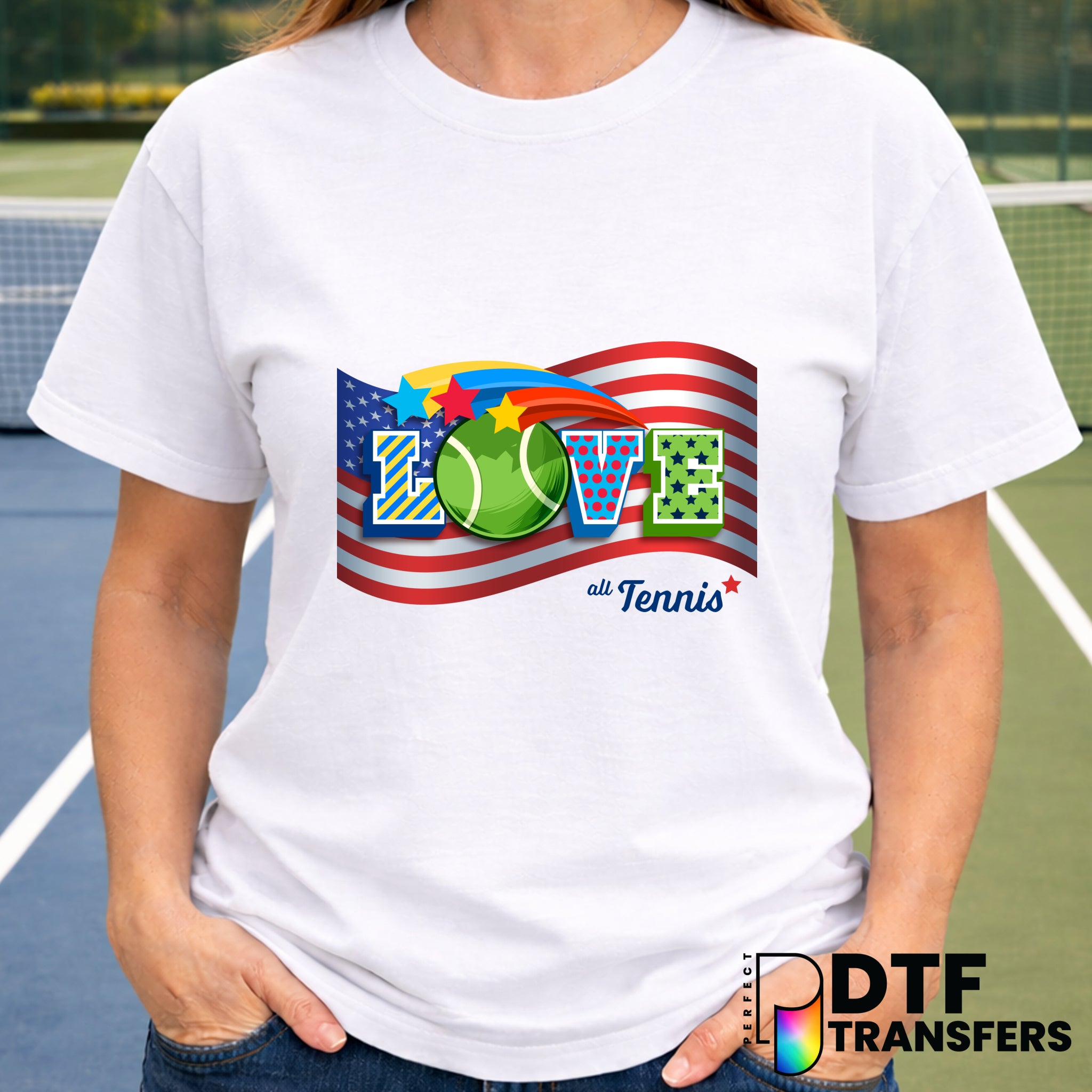 Love Tennis American Flag – DTF Transfer