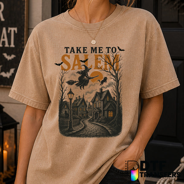 Take Me To Salem Grunge Halloween Witch – Halloween DTF Transfer