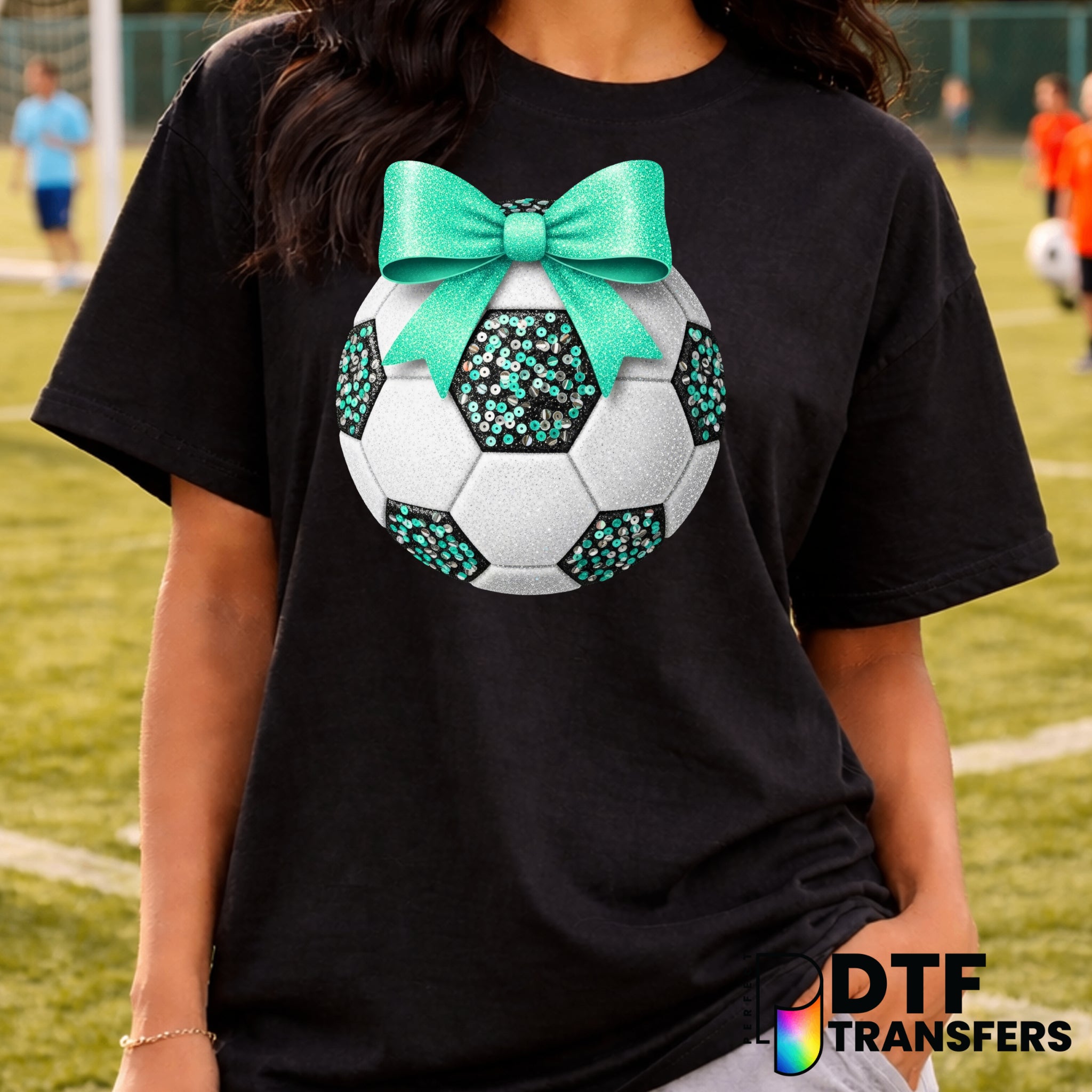 SOCCER Text with Coquette Bow – Soccer DTF Transfer