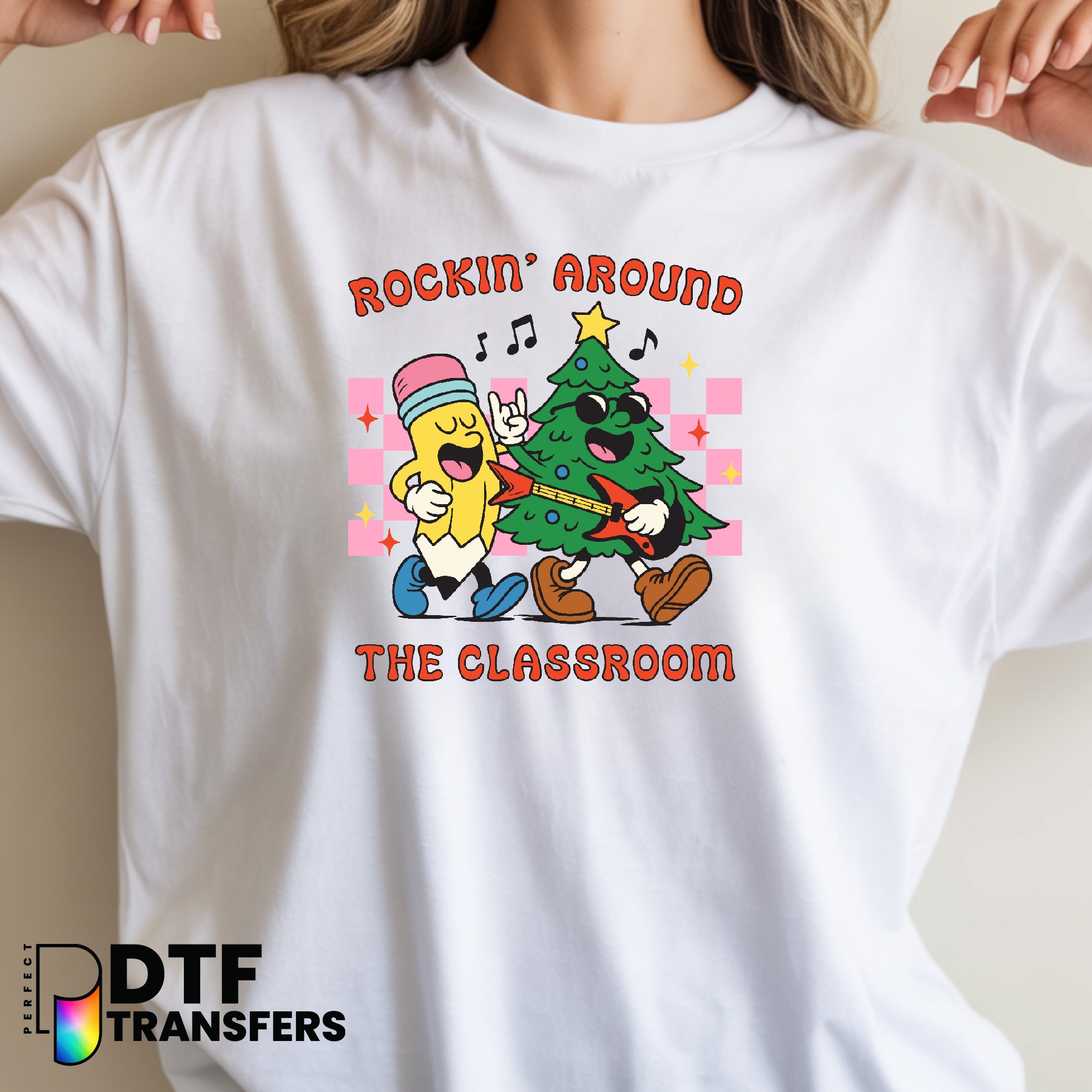 Rockin' Around The Classroom – Teacher DTF Transfer