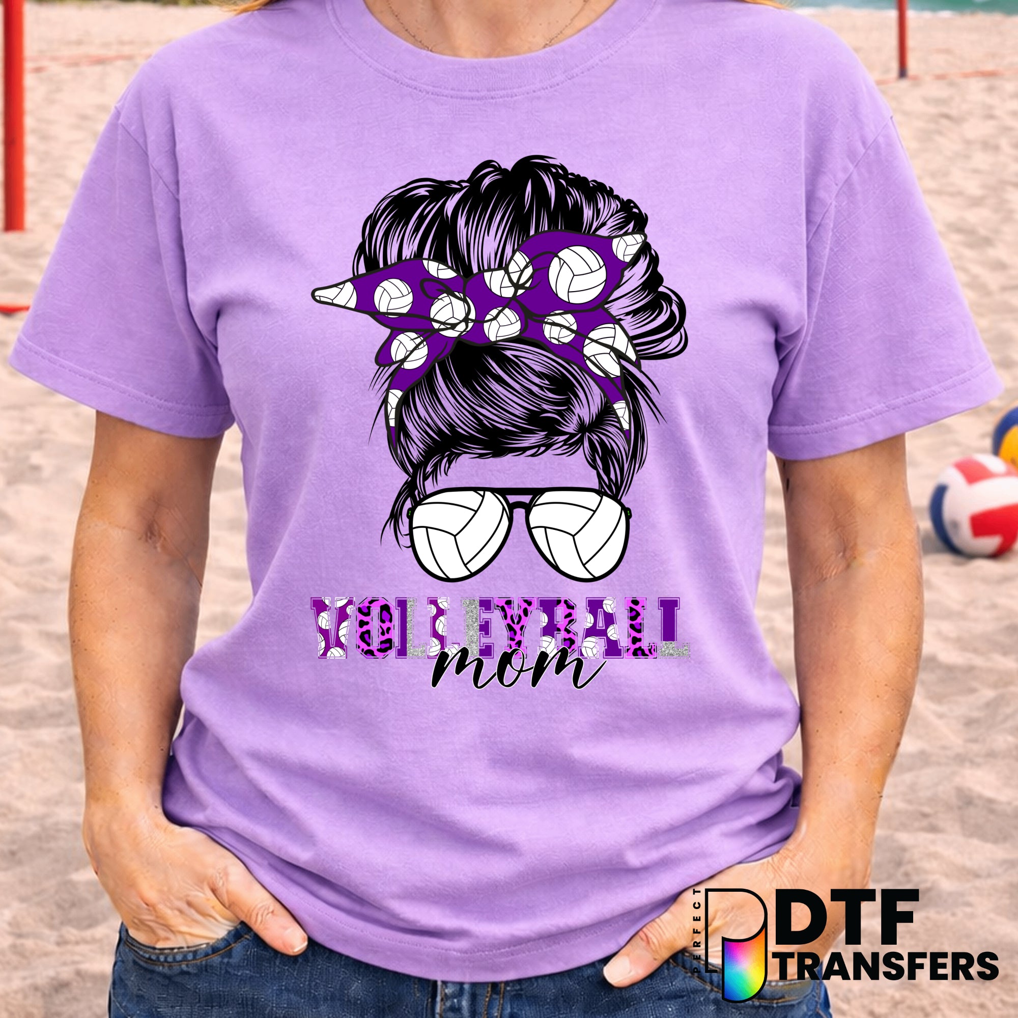 Volleyball Mom Hot Mess Messy Bun – Volleyball DTF Transfer