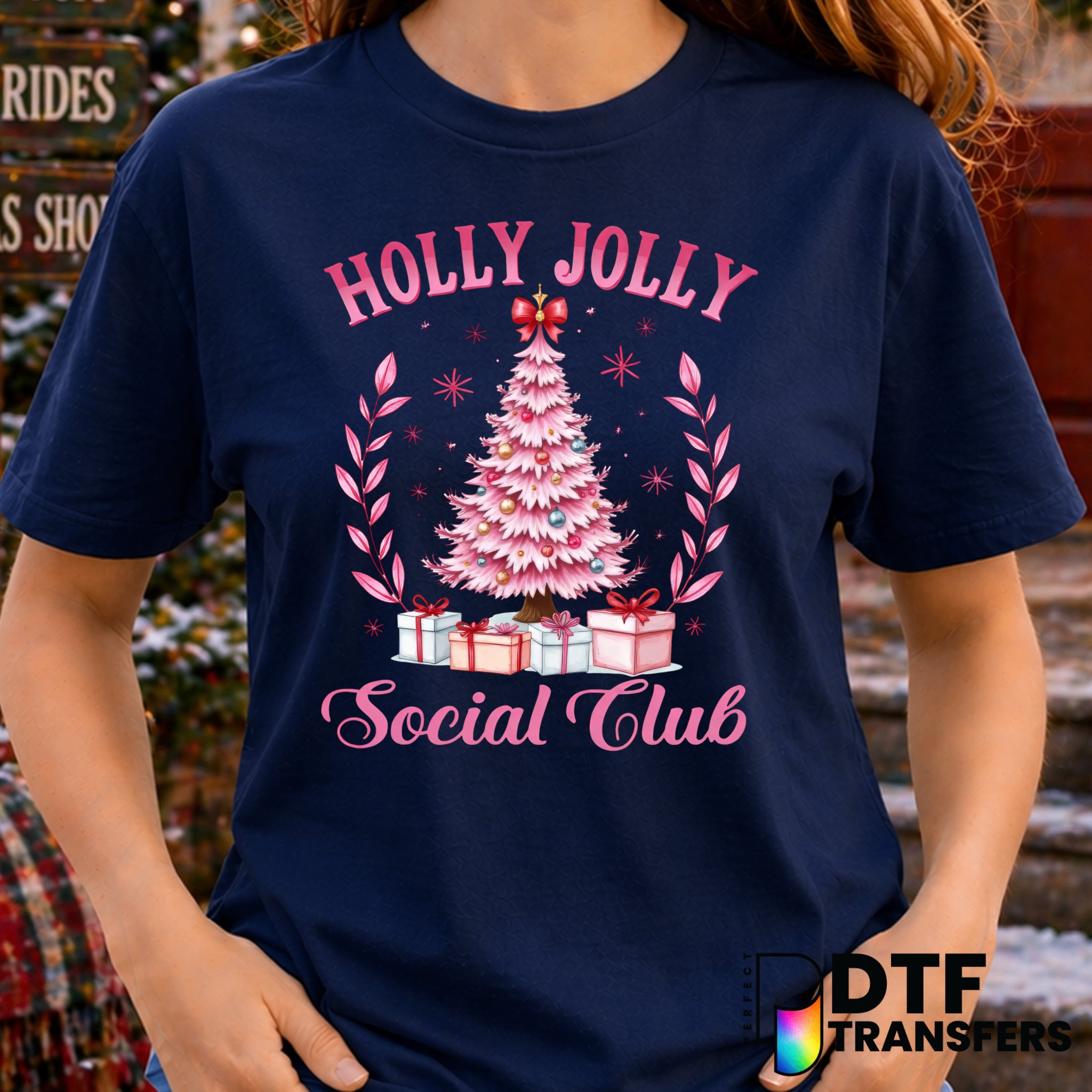 Holly Jolly Social Club – Christmas DTF Transfer