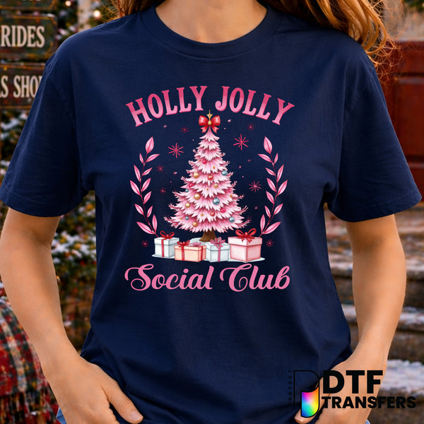 Holly Jolly Social Club – Christmas DTF Transfer