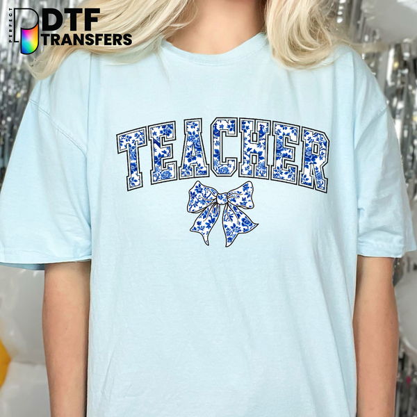 Teacher Chinoiserie Bow DTF Transfer