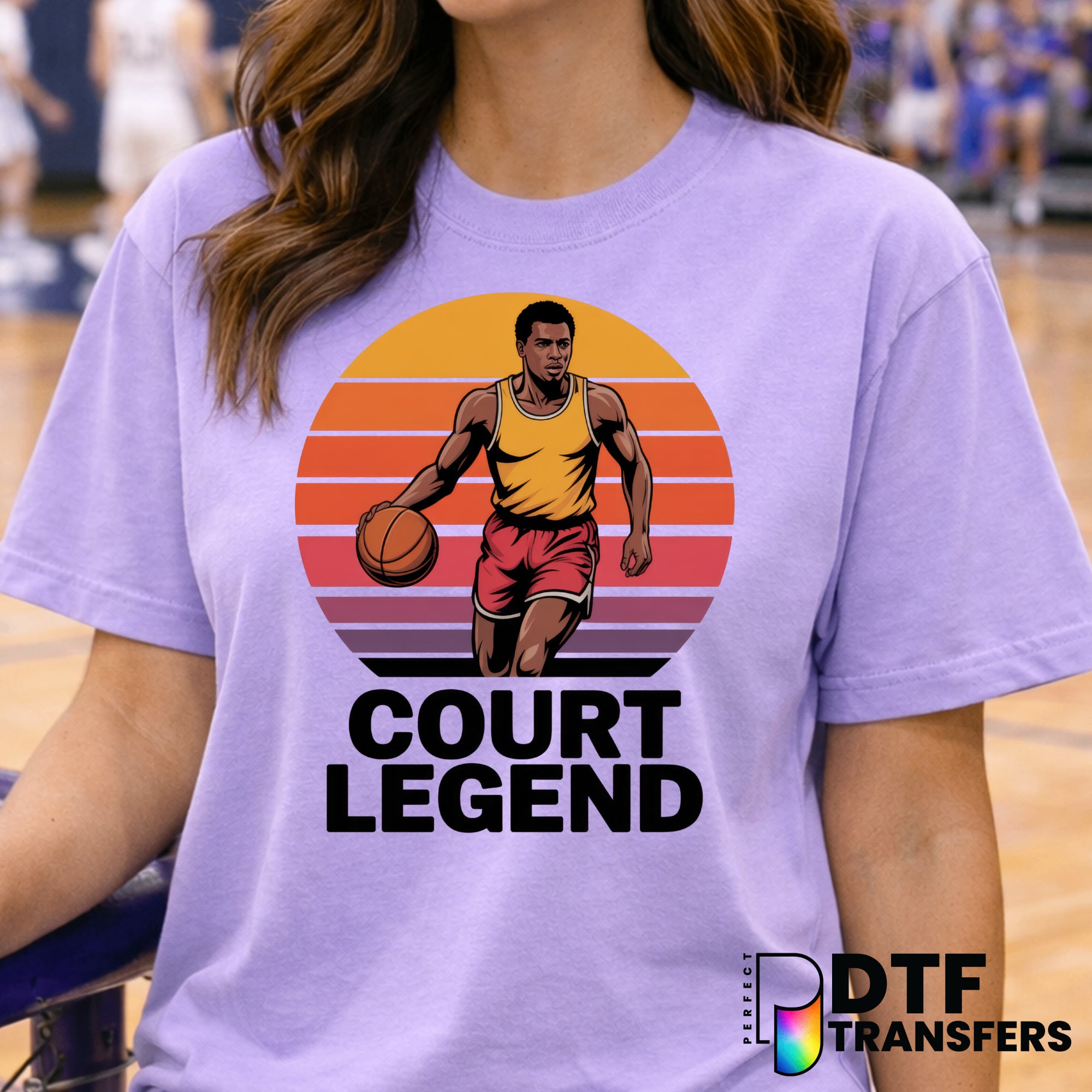 Retro Basketball Court Legend – Basketball DTF Transfer