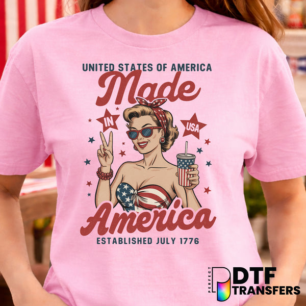 Made in America Pin-Up – Fourth of July DTF Transfer