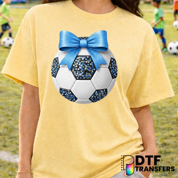 Glitter Soccer Ball Coquette Bow – Soccer DTF Transfer