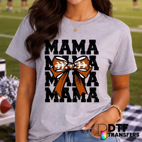 Mama Stacked Football Bow – Football DTF Transfer