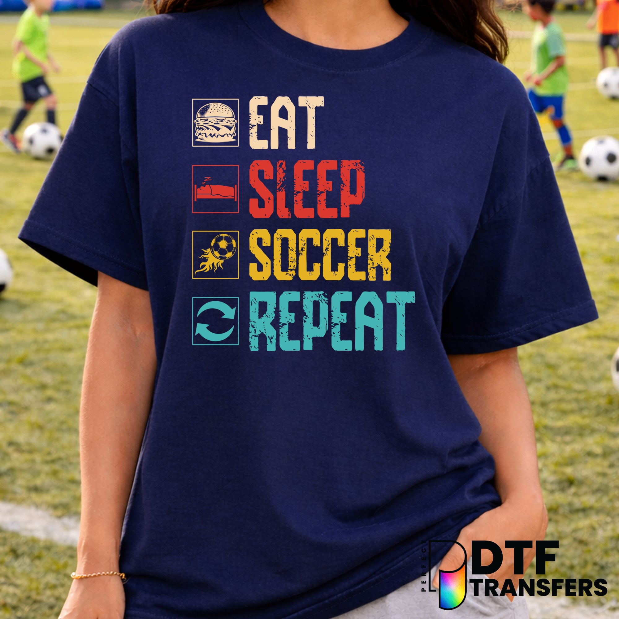Eat Sleep Soccer Repeat – Soccer DTF Transfer